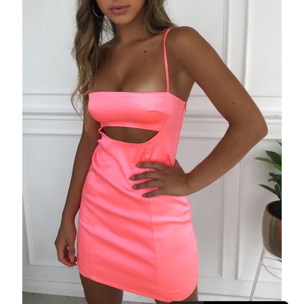 NWT WF neon/hot pink cutout sleeveless mini dress - Medium